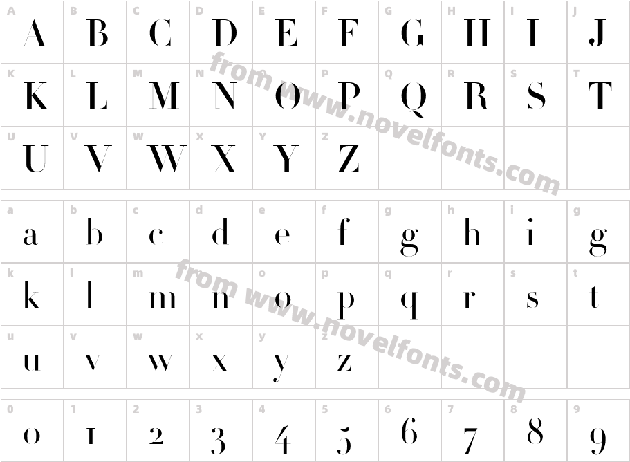 Didot HTF M96 MediumCharacter Map