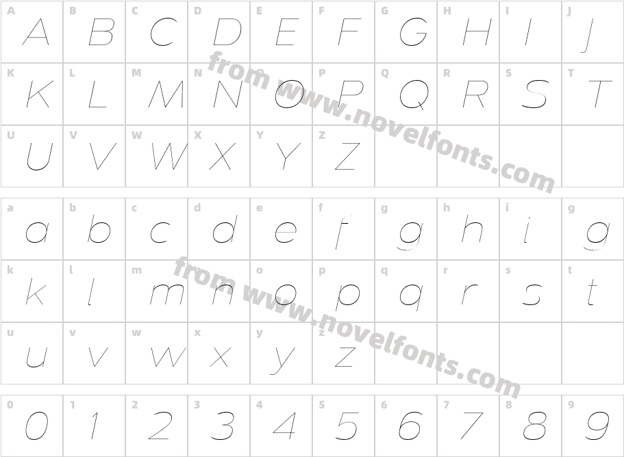 Dienstag Hairline ItalicCharacter Map