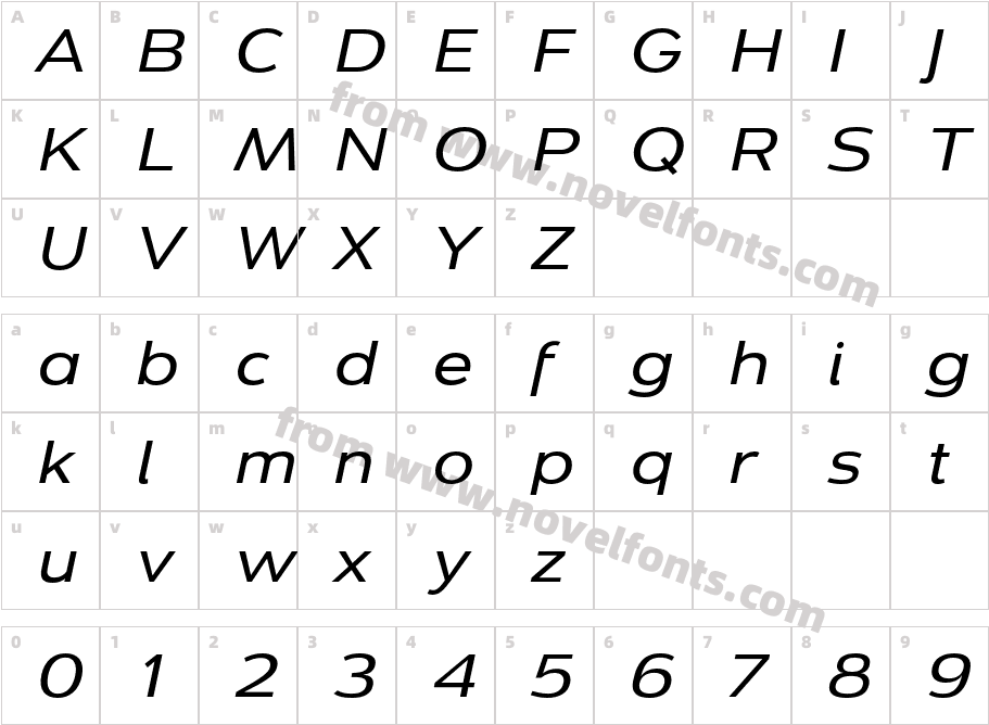 Dienstag Medium ItalicCharacter Map
