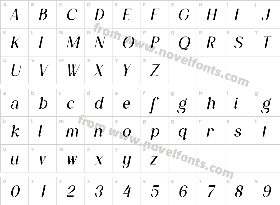Difficult ItalicCharacter Map