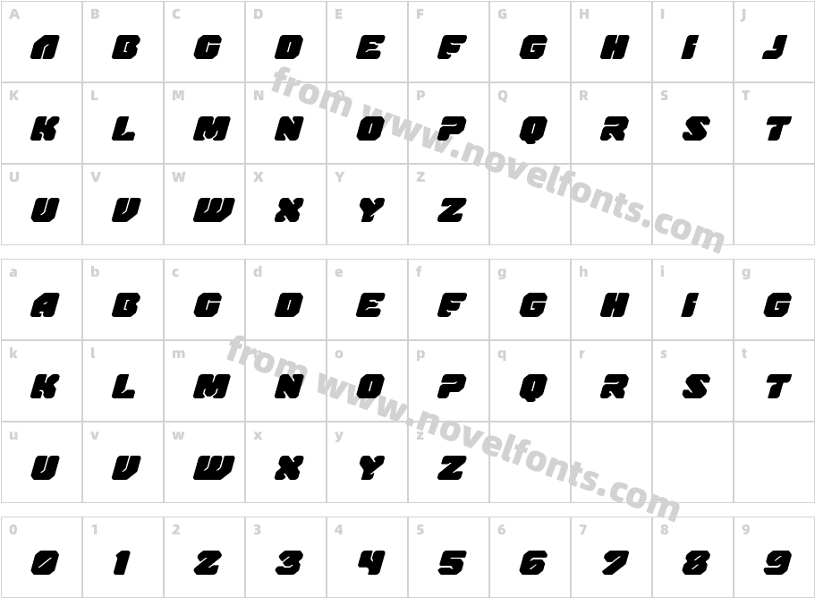 Digi Box Smooth ItalicCharacter Map