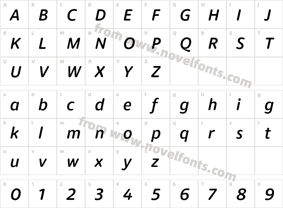 Dita Medium ItalicCharacter Map