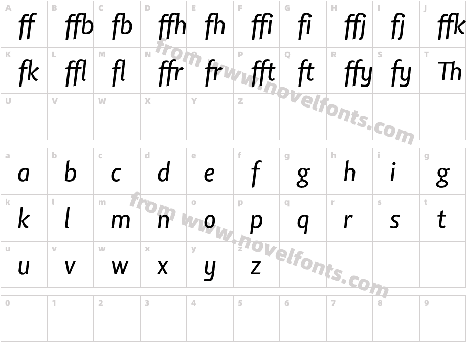 LisboaSansLigatures-ItalicCharacter Map