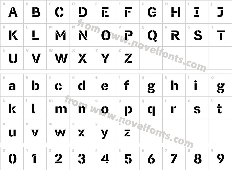 Doctrine Stencil W00 BoldCharacter Map