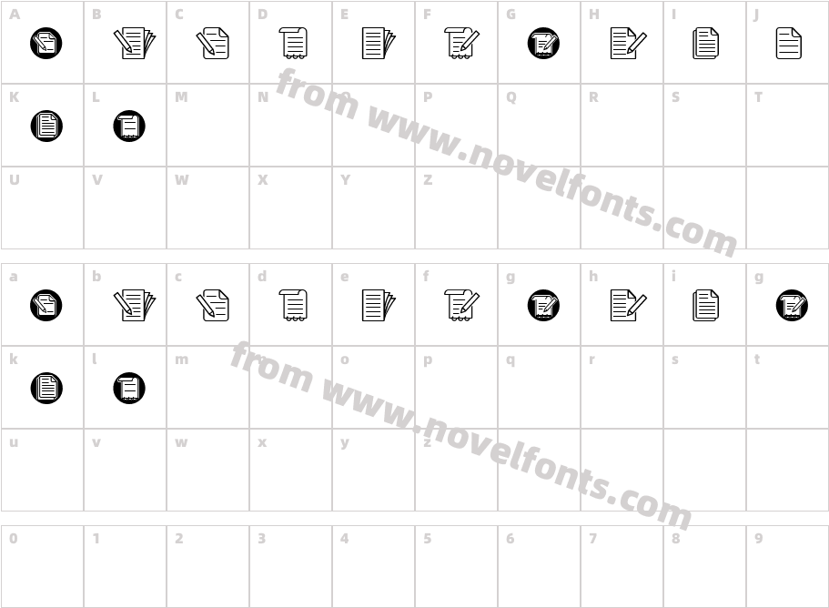 Document Symbols RegularCharacter Map
