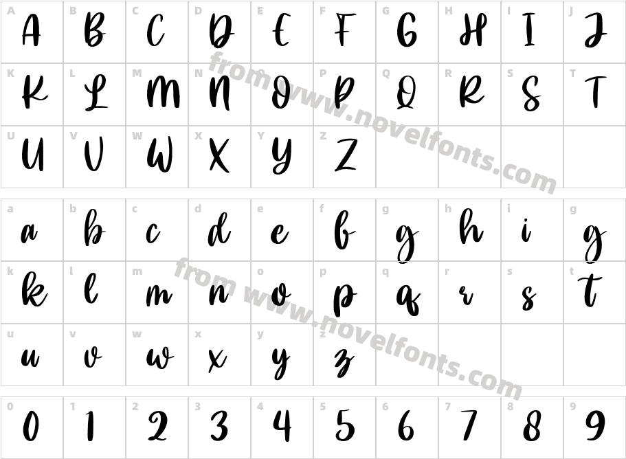 Doemhand RegularCharacter Map