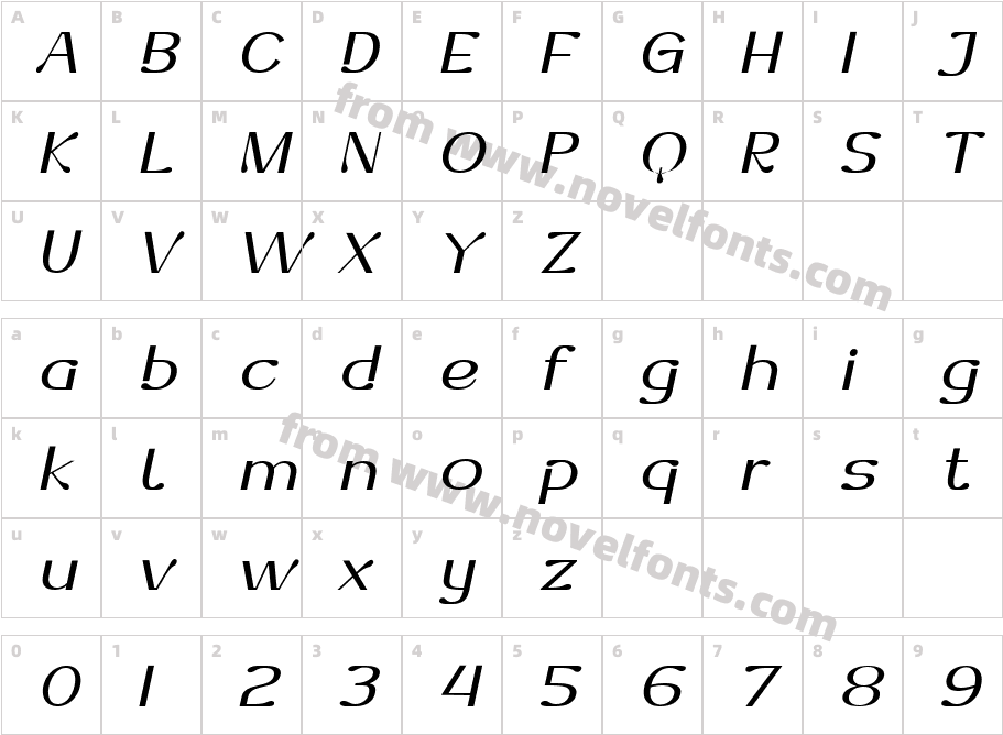 Dofend SlantedCharacter Map