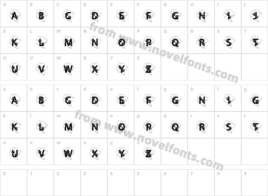 Dog Paw MonogramCharacter Map