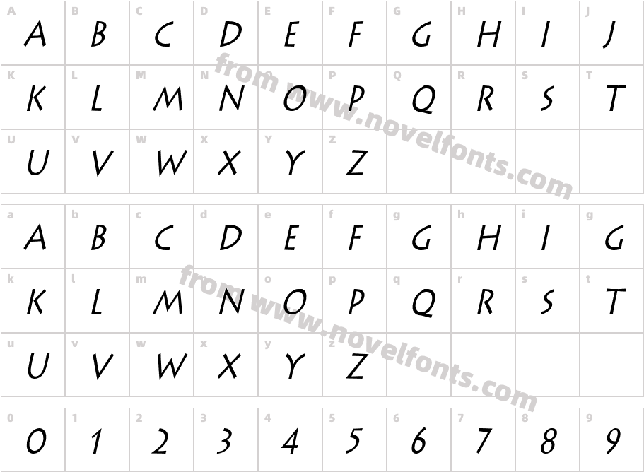 Liste Condensed ItalicCharacter Map