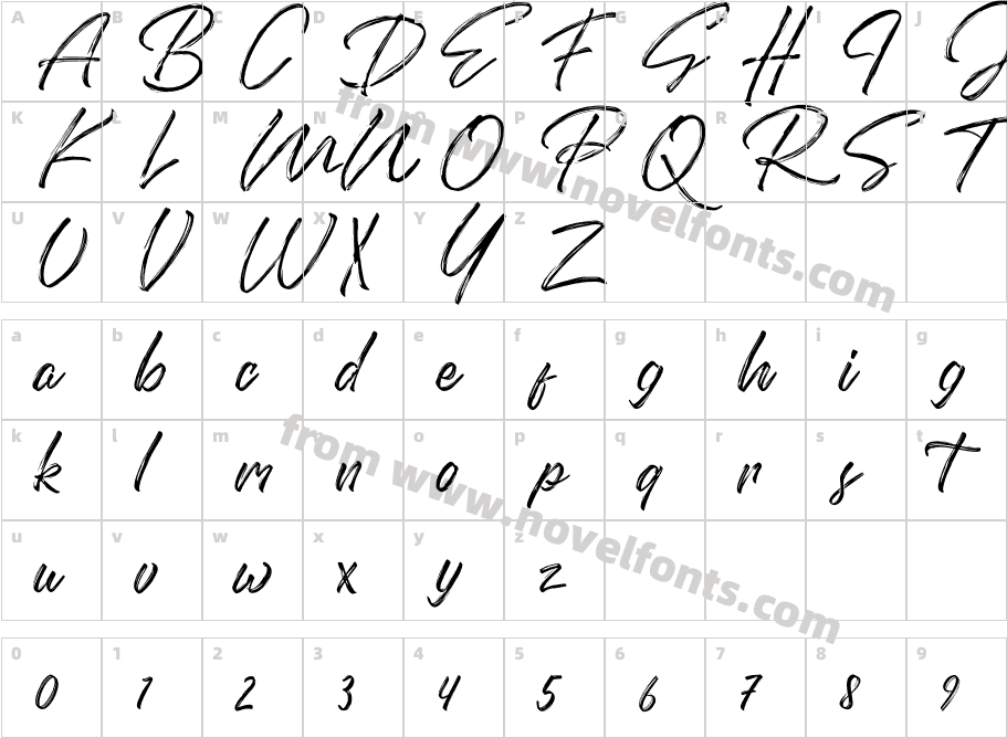 Domillion Brush RegularCharacter Map