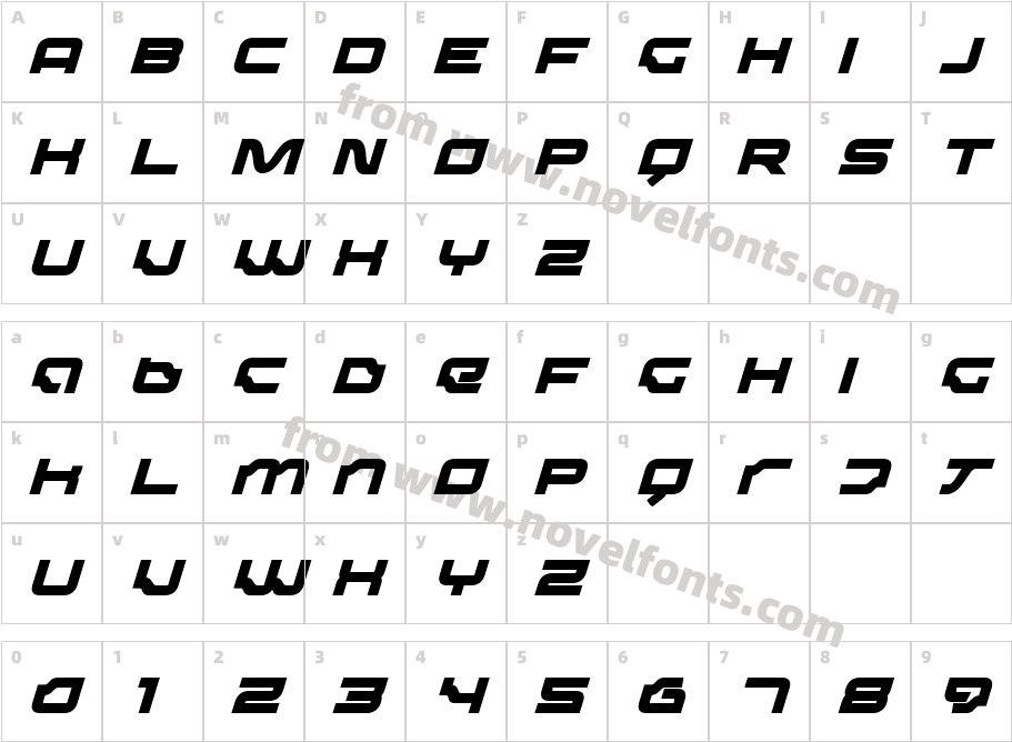 Dominator Black ItalicCharacter Map