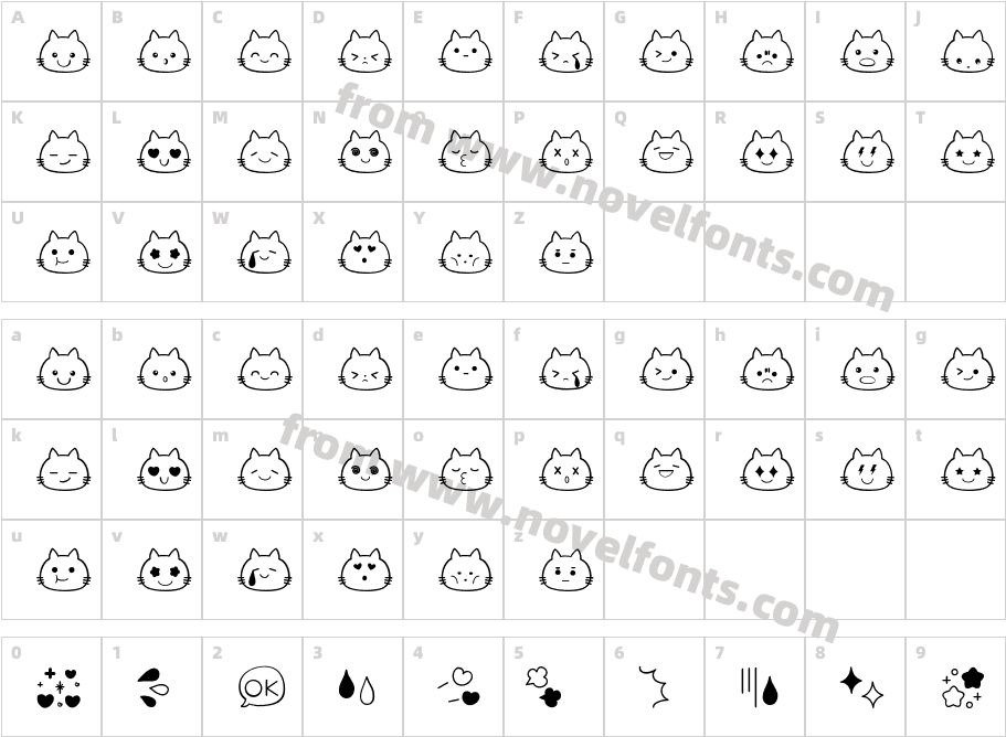 Doodle Catface RegularCharacter Map