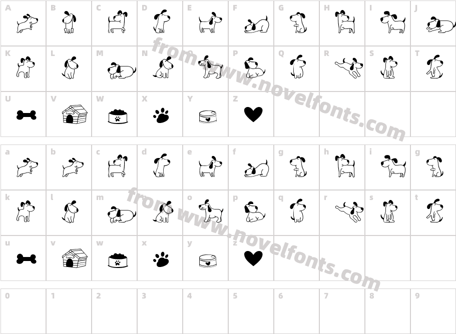 Doodle Dog RegularCharacter Map