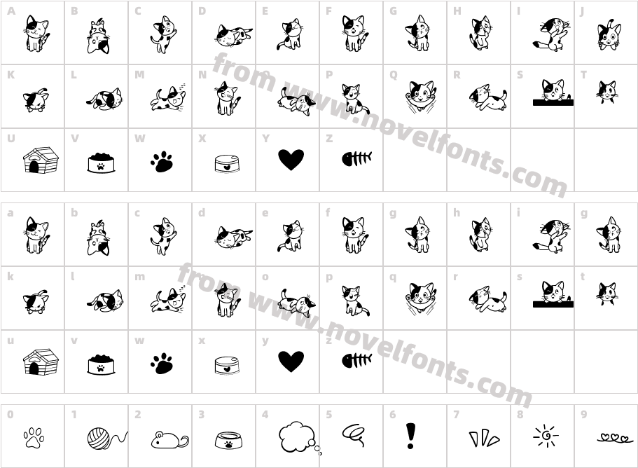 Doodlecat RegularCharacter Map