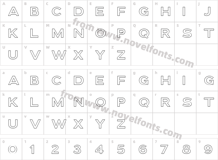 Downey Outline BoldCharacter Map