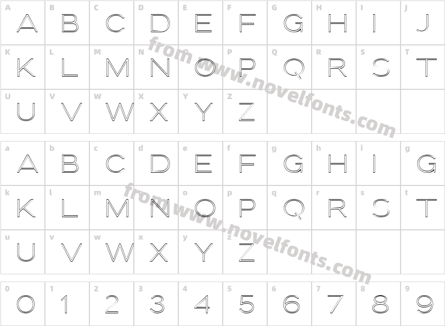 Downey Outline LightCharacter Map