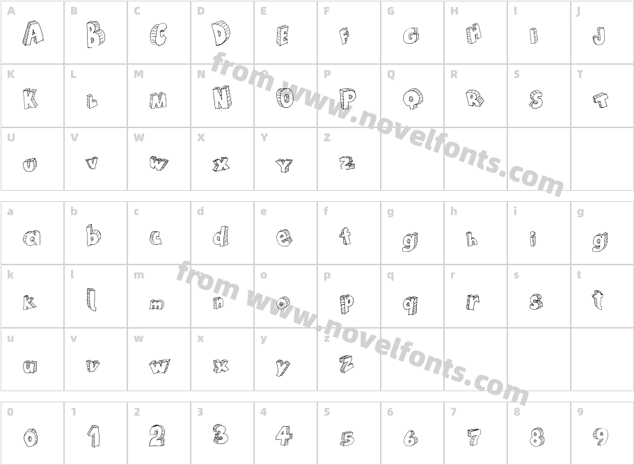 Draft Cartoon BoldCharacter Map