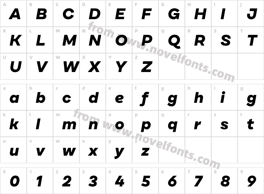 DraftA Extra Bold ItaCharacter Map