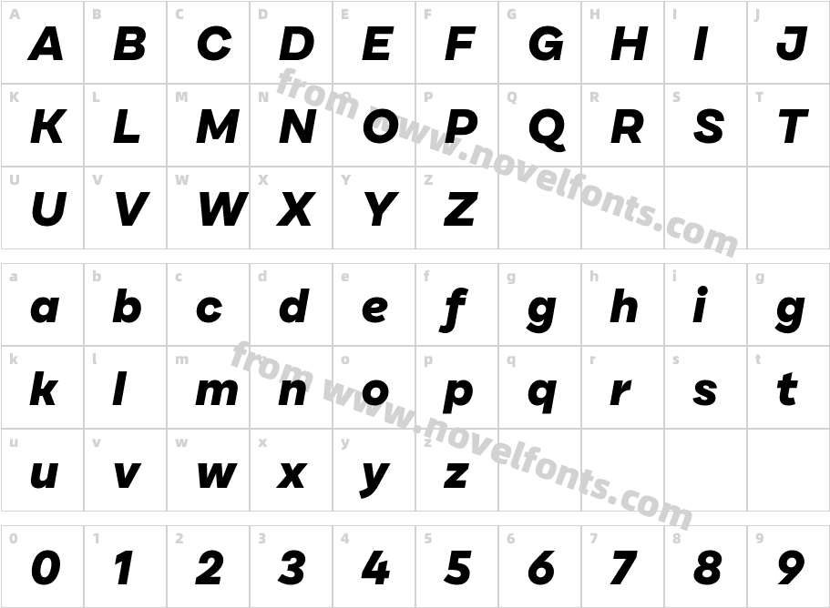 DraftB Extra Bold ItaCharacter Map