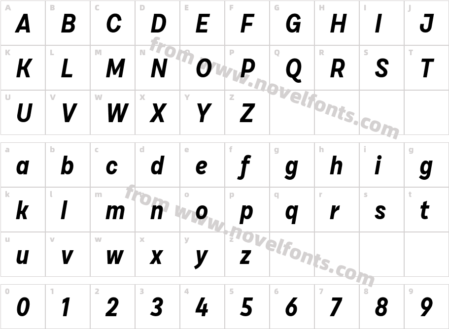 DraftE Bold ItaCharacter Map