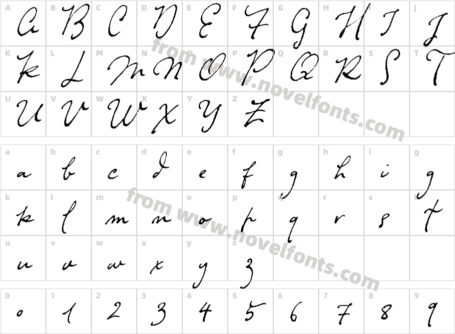 Dramatico Script RegularCharacter Map