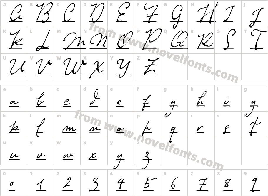 Dramatico Script Underlined RegCharacter Map