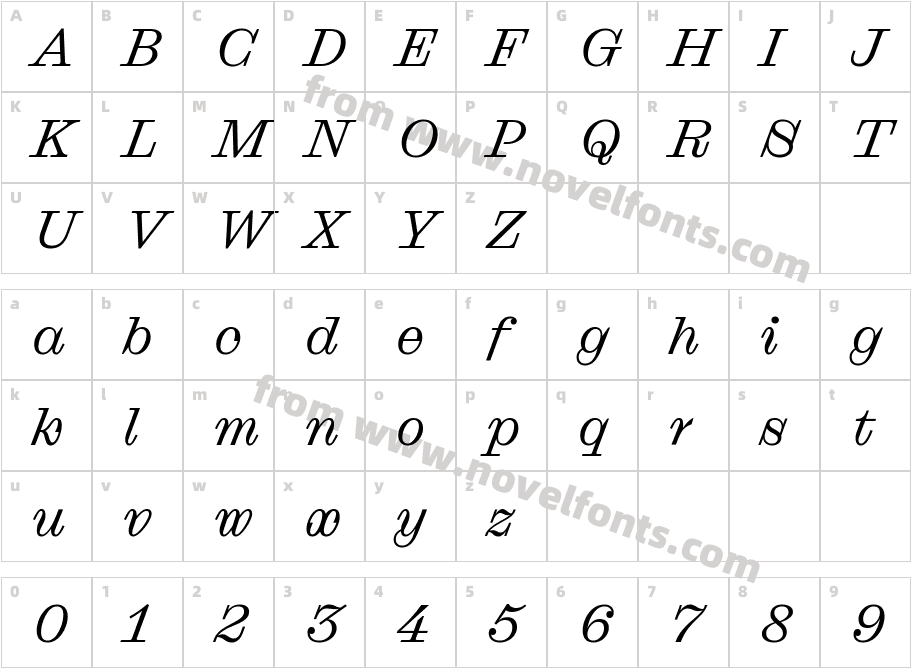 Droulers Clarendon Book WEB ItalicCharacter Map