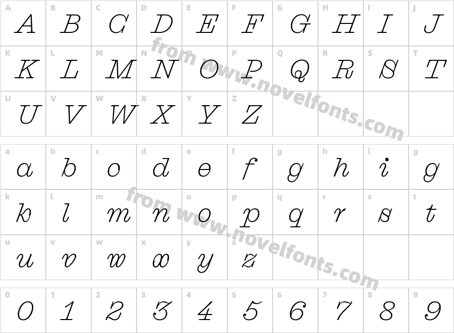 Droulers Clarendon Line WEB ItalicCharacter Map