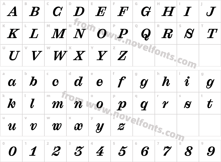 Droulers Clarendon WEB Bold ItalicCharacter Map