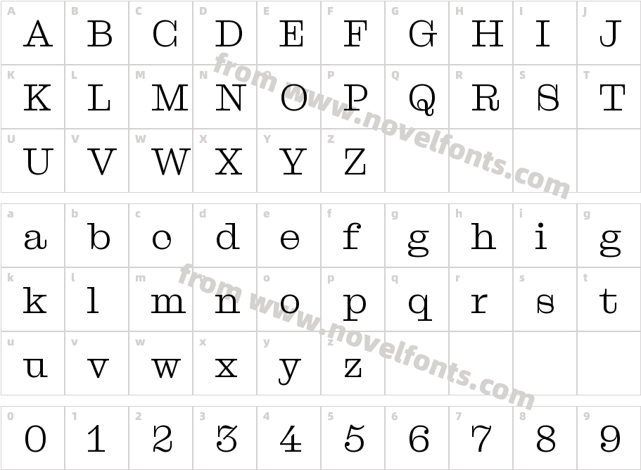 Droulers ClarendonWEB LightCharacter Map