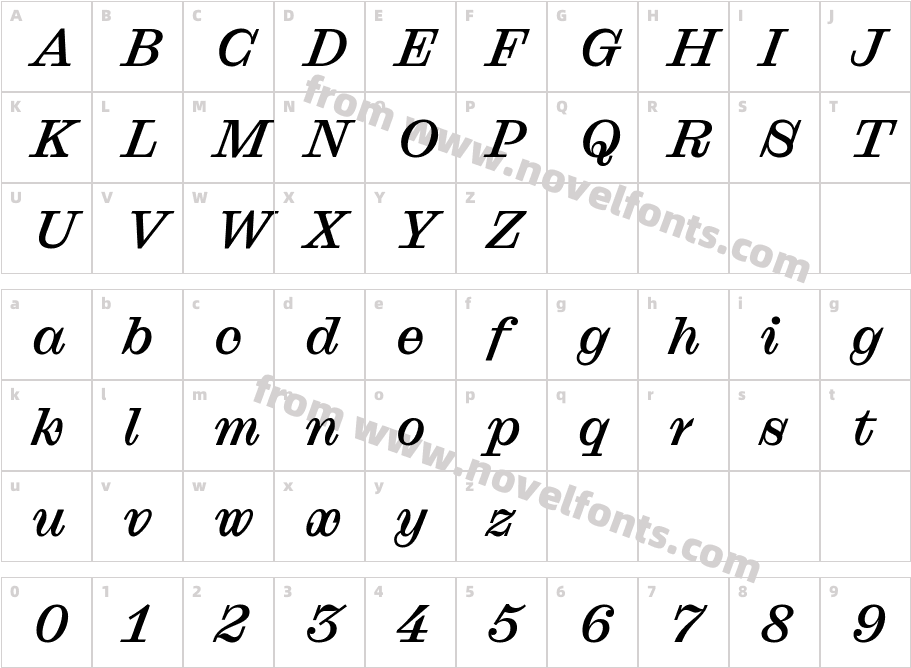 Droulers ClarendonWEB Medium ItalicCharacter Map