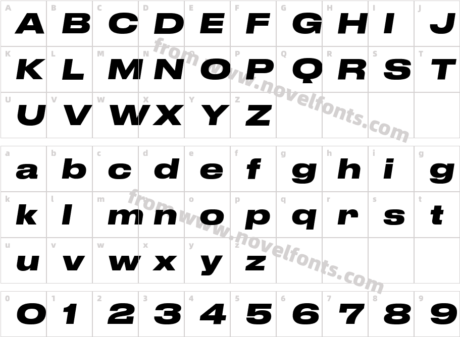 Druk Wide Trial Bold ItalicCharacter Map