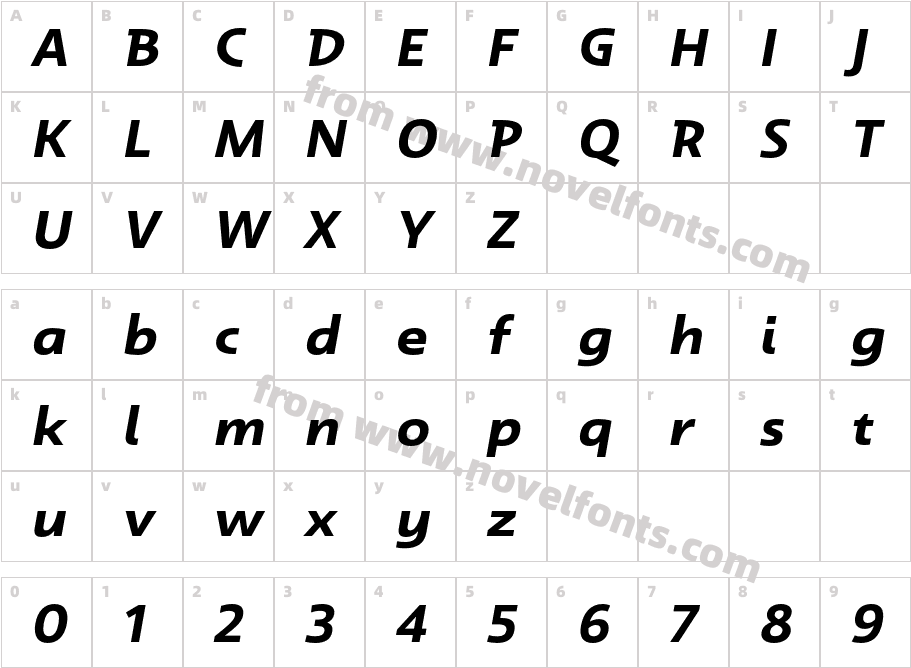 Dulcian Ext Bold ItalicCharacter Map