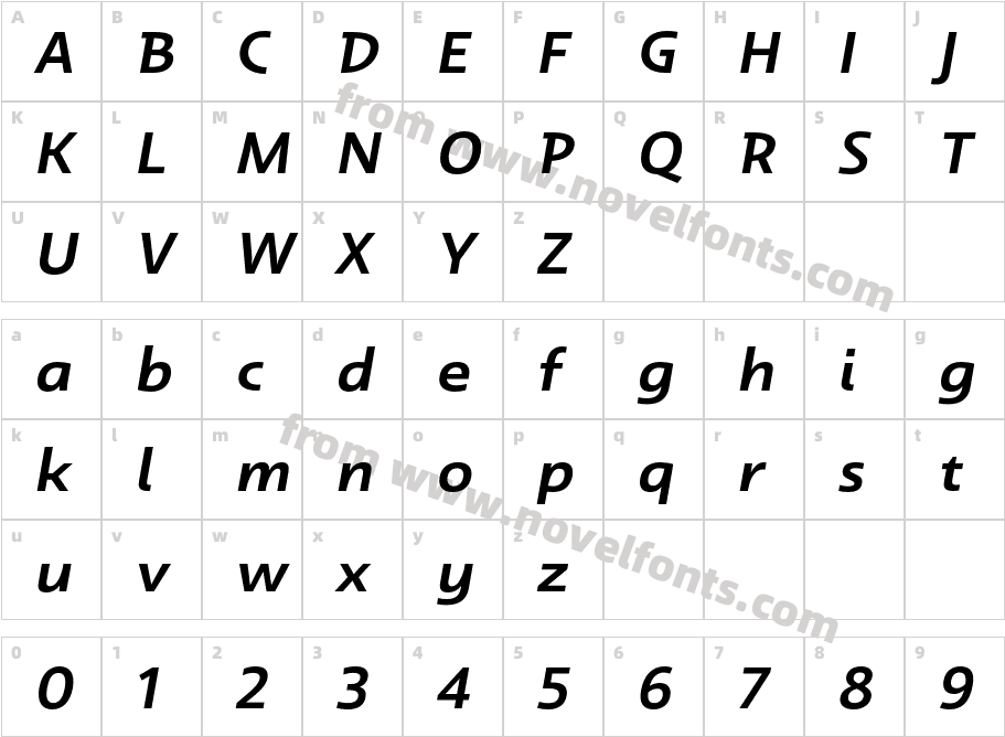 Dulcian Ext Demi ItalicCharacter Map