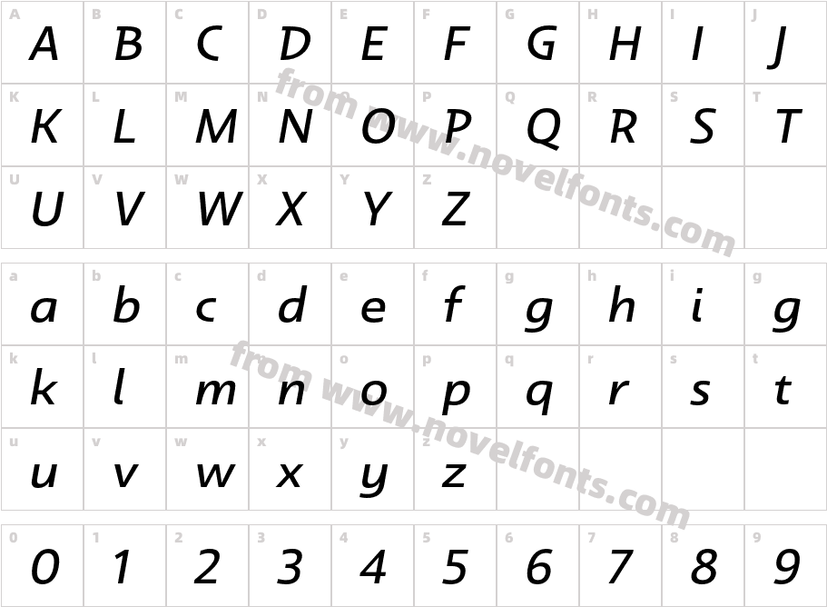 Dulcian Ext Medium ItalicCharacter Map