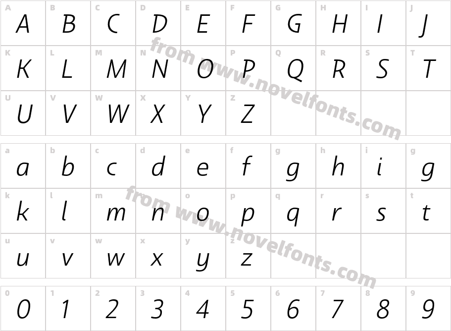 Dulcian Norm Book ItalicCharacter Map