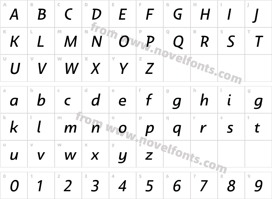 Dulcian Norm Medium ItalicCharacter Map