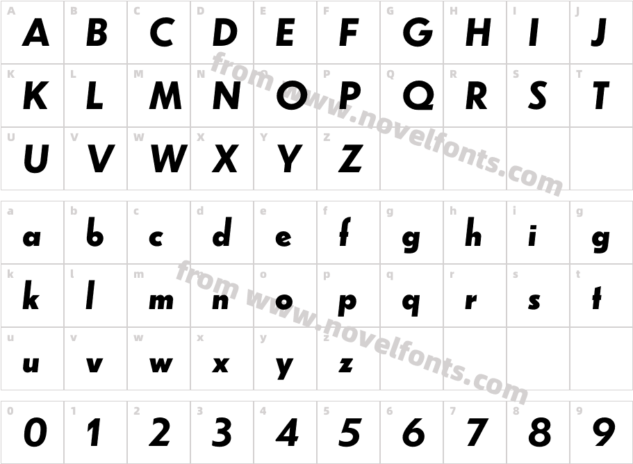 Dunbar Low Bold ItalicCharacter Map