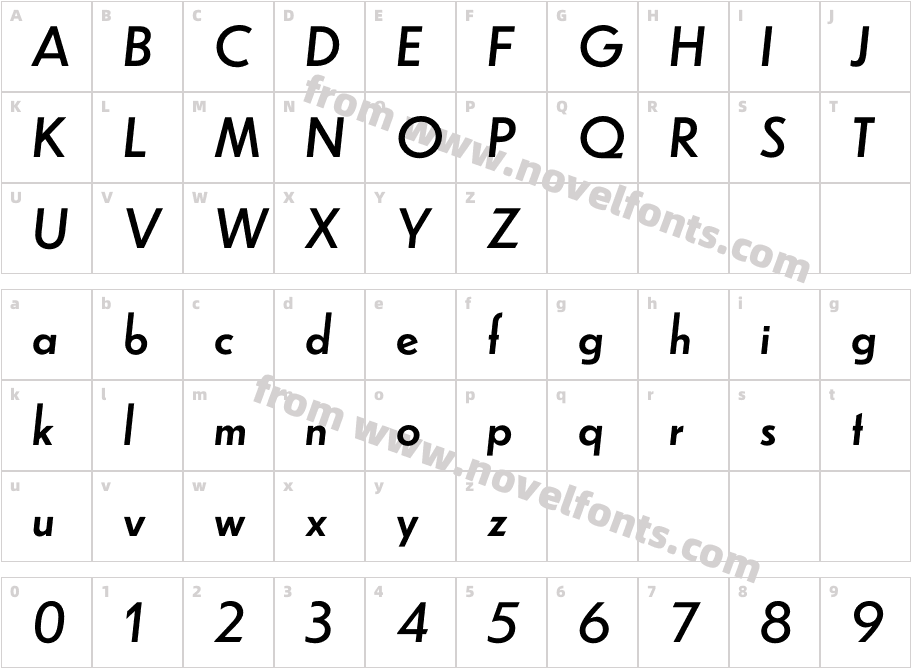 Dunbar Low ItalicCharacter Map