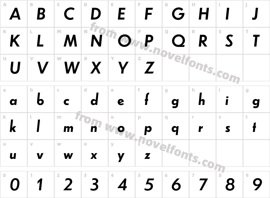 Dunbar Low Medium ItalicCharacter Map