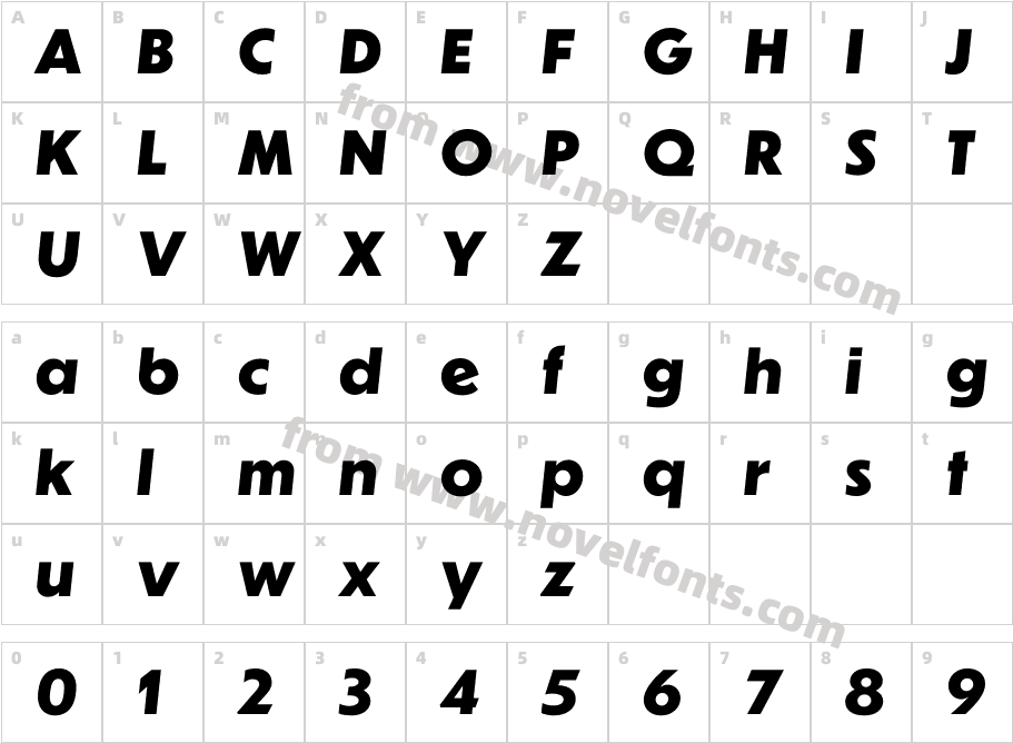 Dunbar Tall Extra Bold ItalicCharacter Map
