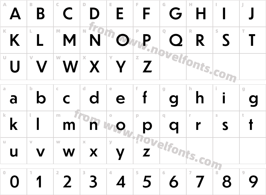 Dunbar Text MediumCharacter Map