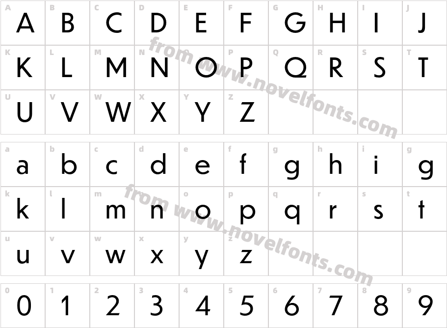 Dunbar Text RegularCharacter Map