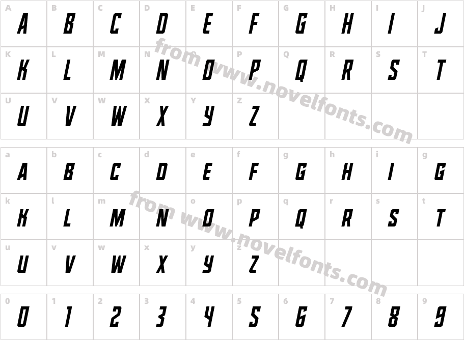 Dynamic Trooper CondensedCharacter Map