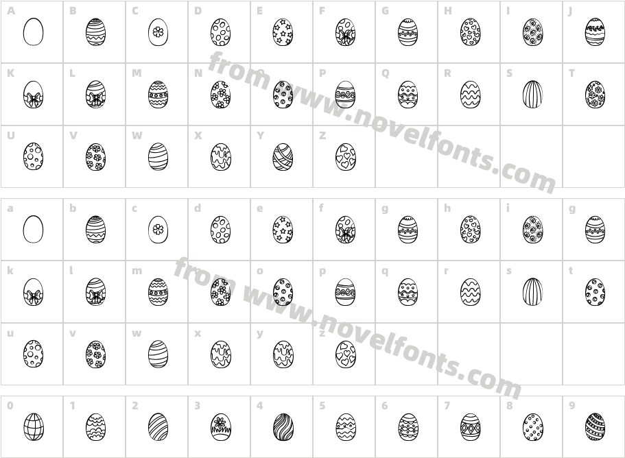 Easter Eggs RegularCharacter Map