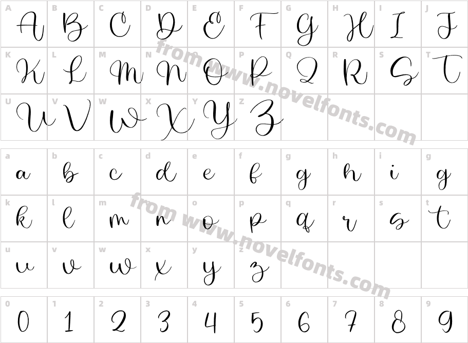 Easter Hopes ScriptCharacter Map