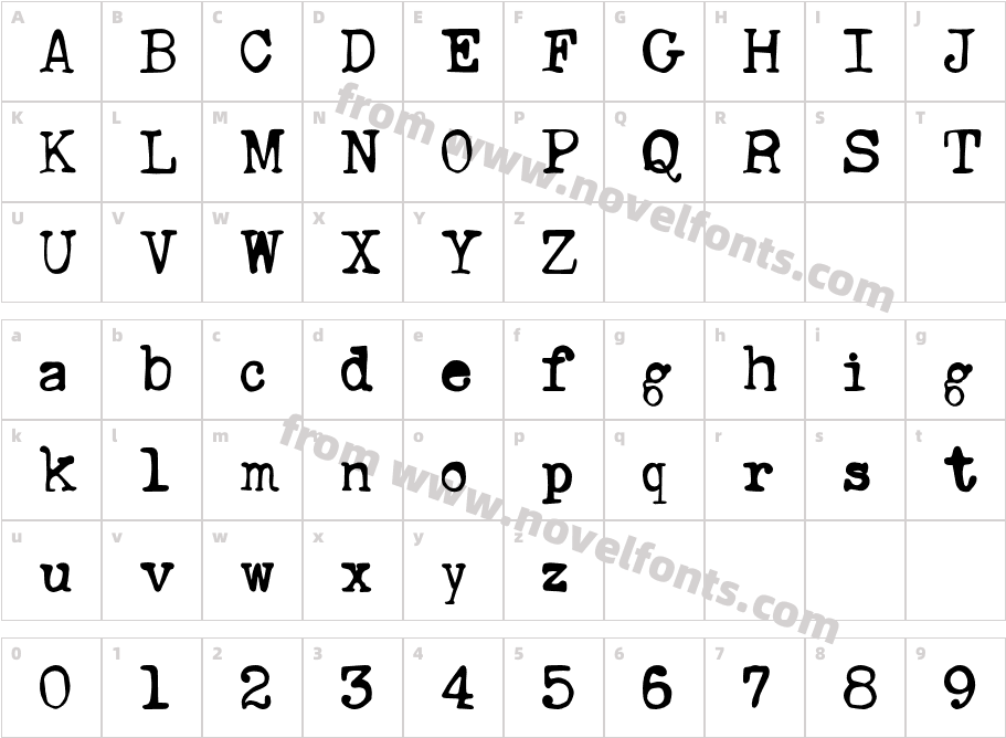 Ana's Rusty TypewriterCharacter Map