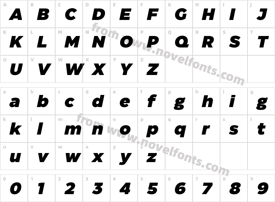 Eastman Black ItalicCharacter Map