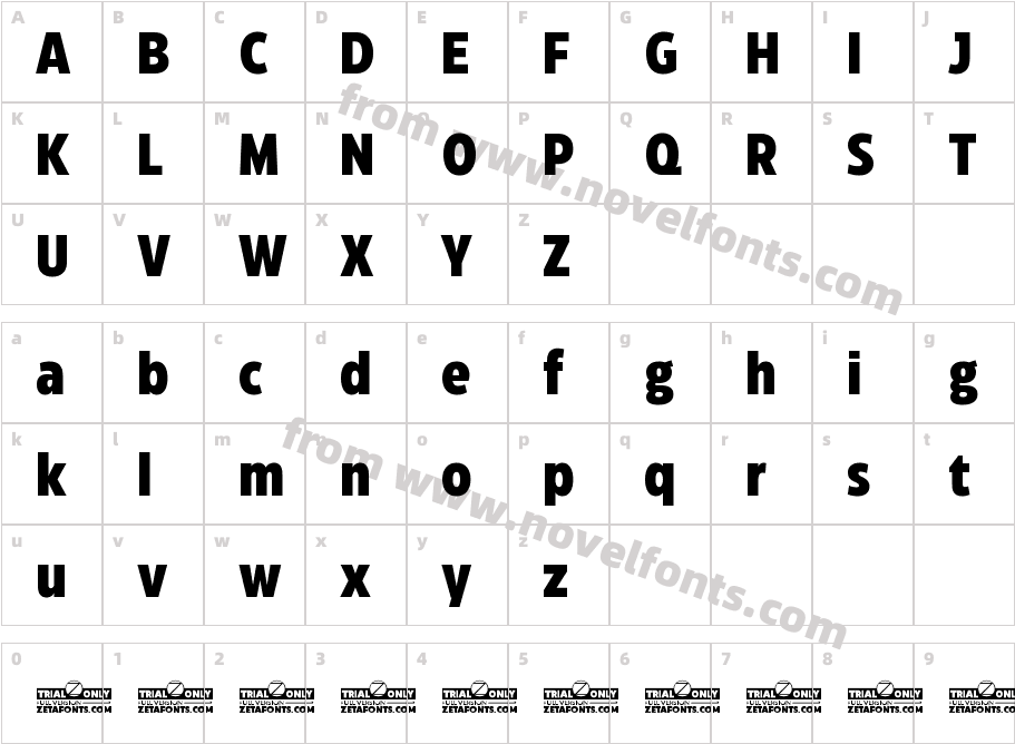 Eastman Condensed Trial ExtraboldCharacter Map