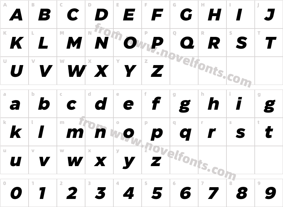 Eastman Extrabold ItalicCharacter Map